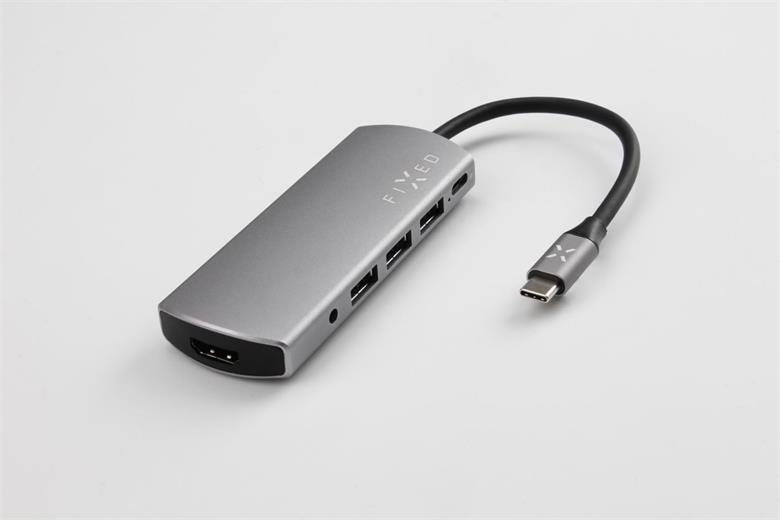 FIXED HUB 6in1 USB hub USB-C interfésszel notebookokhoz és táblagépekhez, alumínium