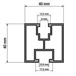 G21 40x40 mm-es alumínium profil hatszögletű csavarhoz és négyszögletes anyához, 6 m