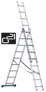 G21 háromrészes létra 5,9m, 3x9 létrafok - 2. osztály