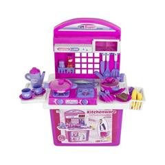 G21 játék - Gyerek konyha tartozékokkal kofferben, rózsaszín
