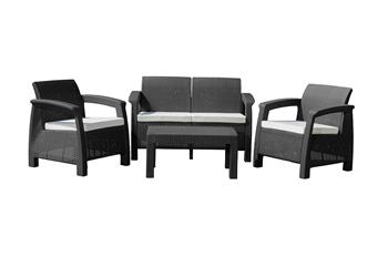 Kerti bútor szett G21 MOANA FAMILY rattan imitáció, fekete (2+1+1)