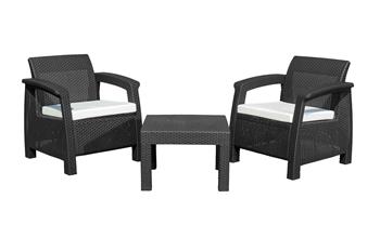 Kerti bútor szett G21 MOANA RELAX rattan imitáció, fekete (2+1)
