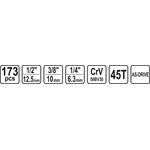 Sthor  Gola szett 1/2", 3/8", 1/4" , 173 darab eszközzel TO-58688