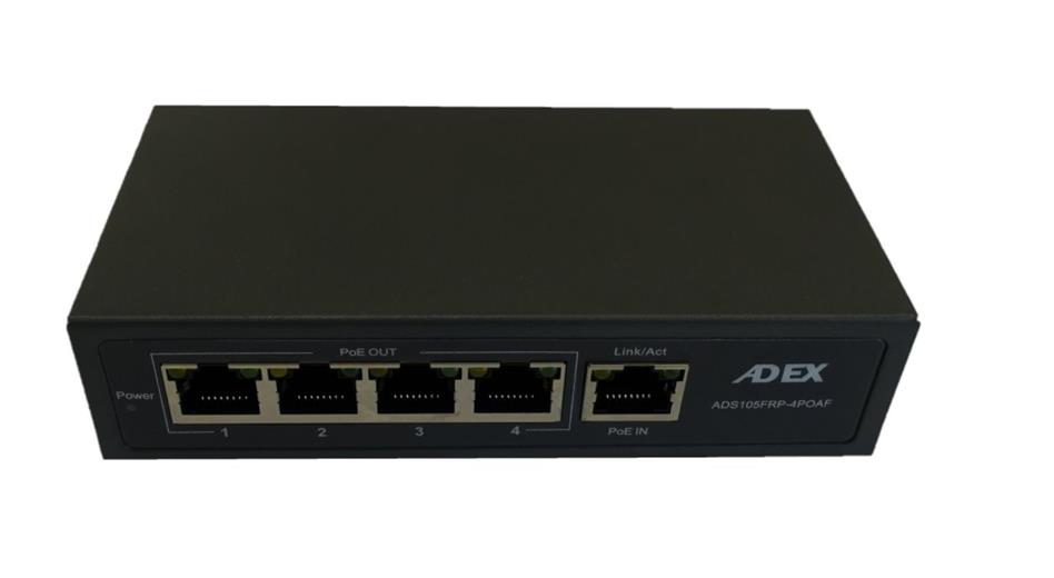 Switch Adex ADS105FRP-4POAF Easy Smart, 5x LAN, 1x PoE-in reverzný, 4x PoE-out