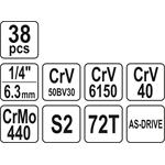 Yato 1/4" dugókulcs készlet, 38 db, XS YT-14471